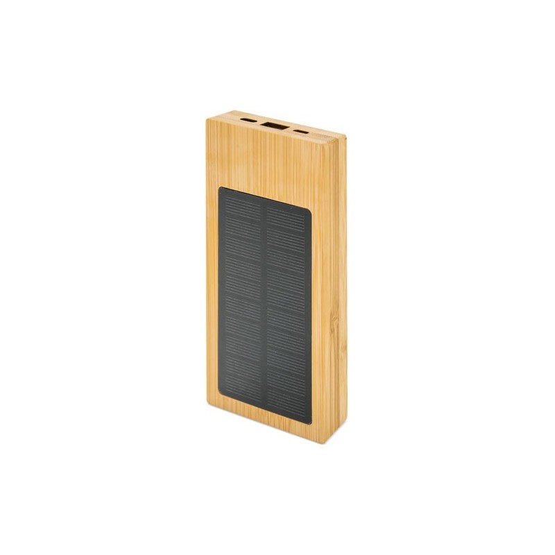 POWER BANK CON CARGADOR SOLAR DE BAMBU "NAPLES"
