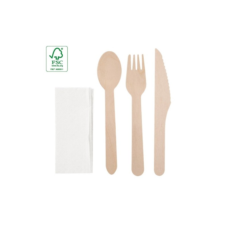 SET DE CUBIERTOS MADERA 4 PCS "COMPLEC"