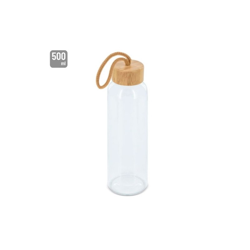 BOTELLA CRISTAL TAPON BAMBU "BLIS" BOTELLA CRISTAL TAPON BAMBU "BLIS"