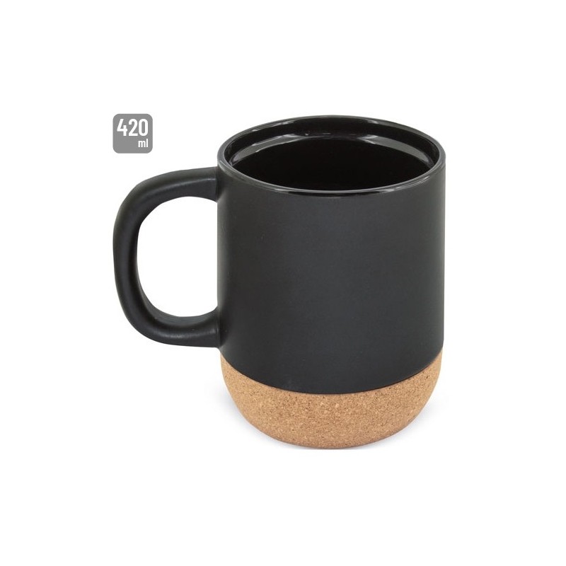 MUG CERAMICA SOFF - TAZA 420 ML BLANCO Y NEGRO MATE