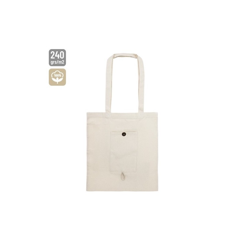 BOLSA DE ALGODON PLEGABLE CON BOLSILLO "NADIA"