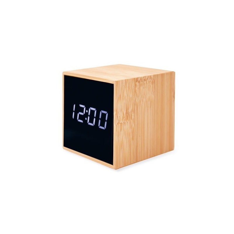 RELOJ DESPERTADOR BAMBU CON ALARMA Y TEMPERATURA RELOJ DESPERTADOR BAMBU CON ALARMA Y TEMPERATURA